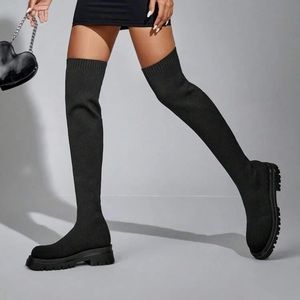 US6 Slip-On Stretch Boots Over-The-Knee Sock Boots